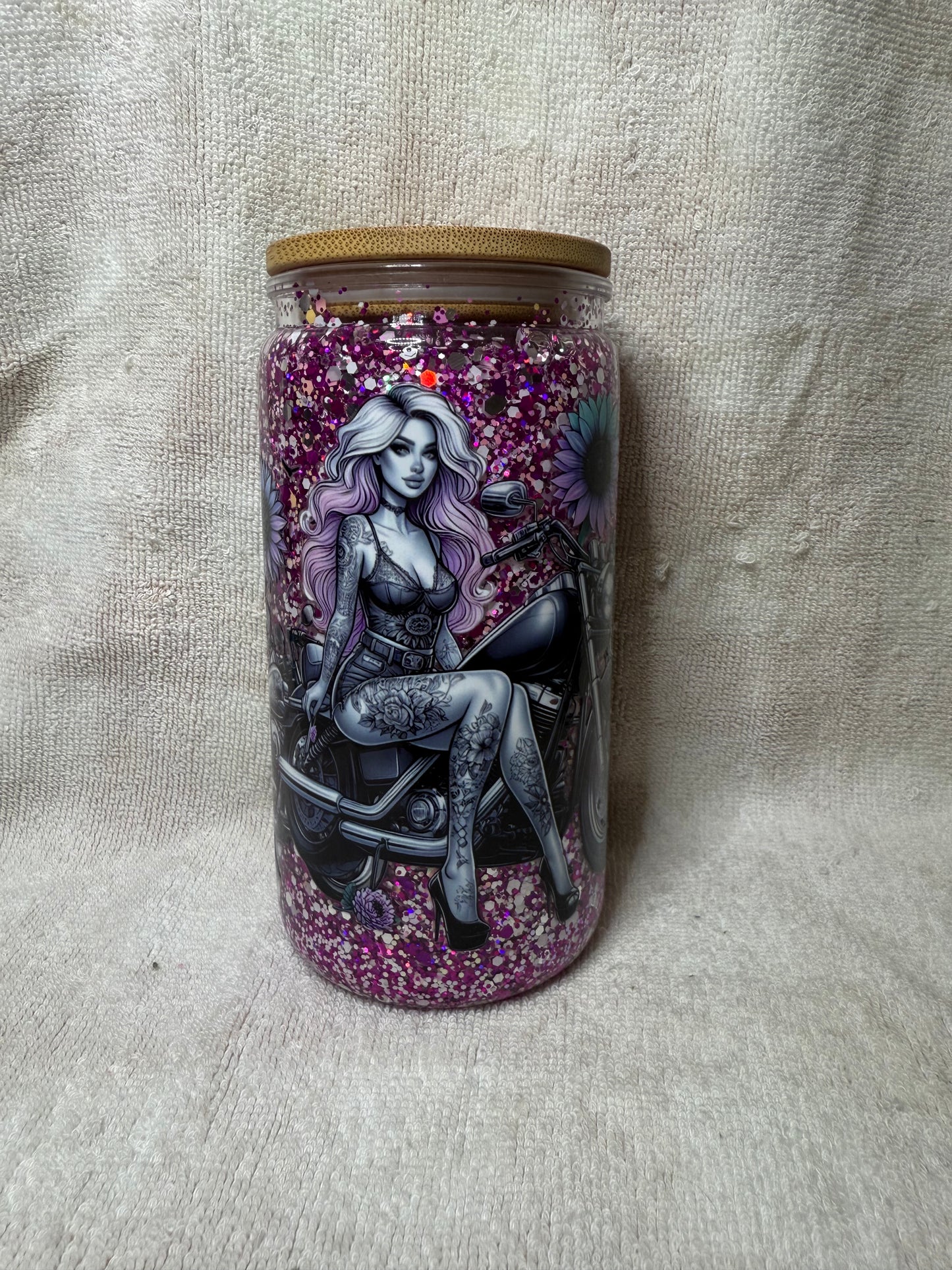 Biker Chick Acrylic Snow Globe