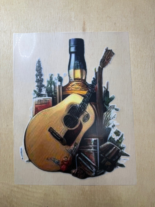 Jack Daniels And Guitar DTF Transfer