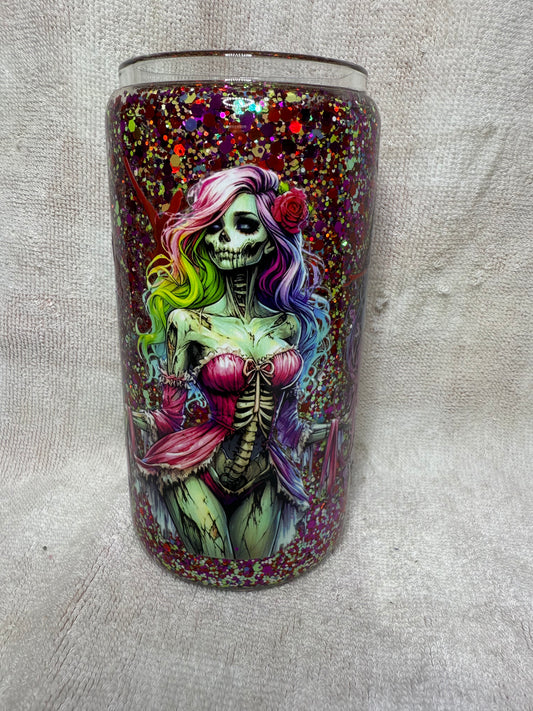 Skeleton Women Glass Tumbler